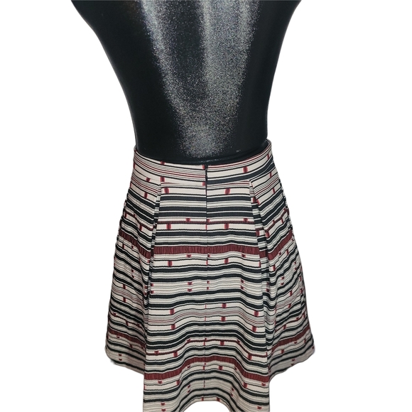 Tristan Striped A Line Pleated Skirt with Bow Detail 4 - Picture 3 of 5